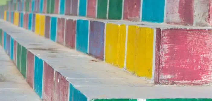 multicolored concrete stairs