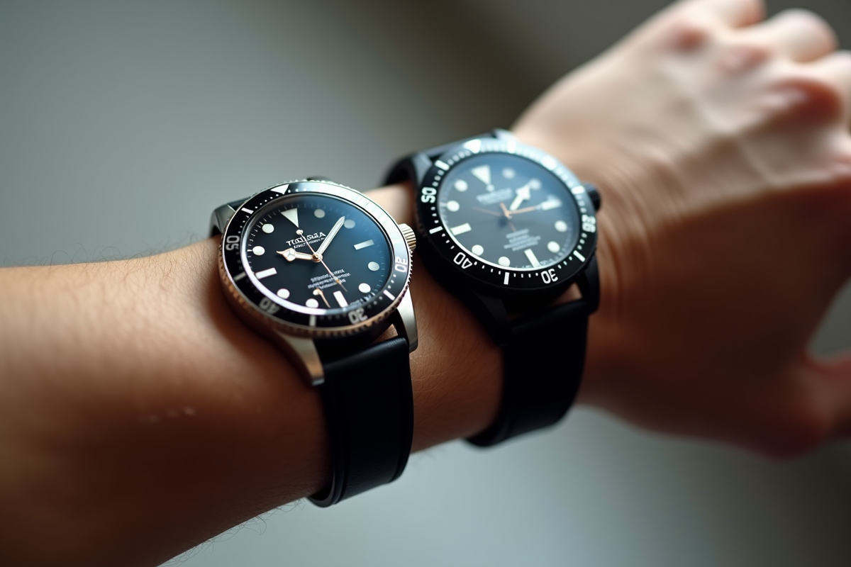 Poignet avec montres de 40mm et 42mm en comparaison