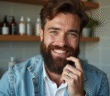 Homme soigné en portrait avec barbe bien taillée