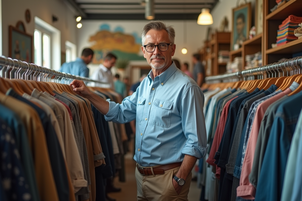Homme parcourant des vêtements d