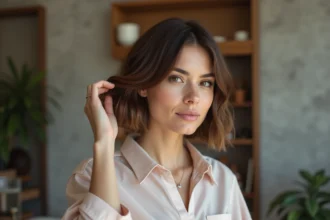 Femme élégante dans un salon de coiffure moderne